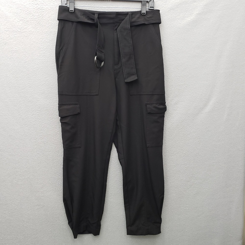 Banana Republic Belted Cargo Jogger Pants Solid Black Utility Stretch Casual 8